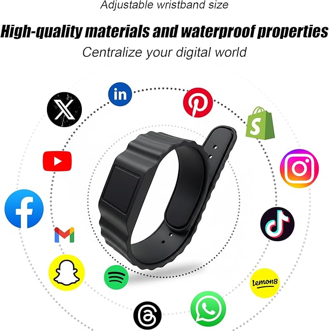 Digital Business Card Wristband - NFC Business Card - Social Media Sharing & Instant Contact - Tap to Share NFC - Suitable for Office, Social Media, Campus, for iOS & Android - 1pc