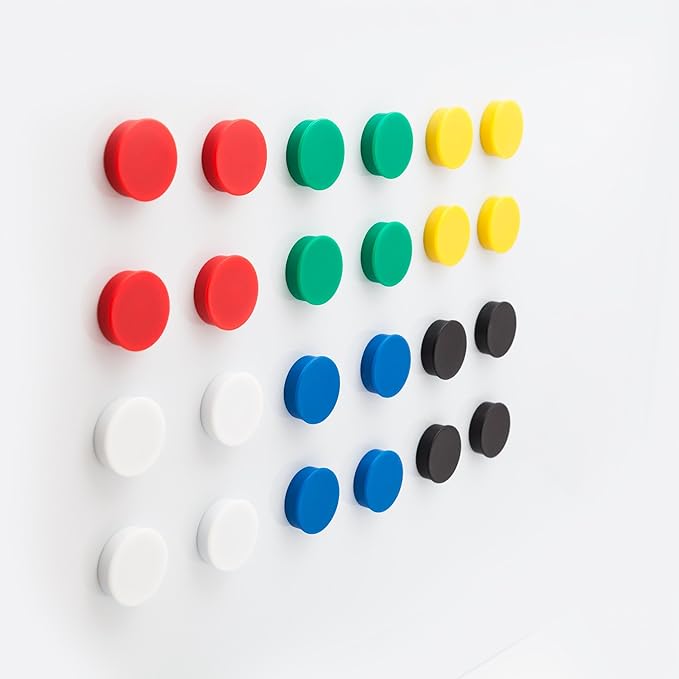 Bullseye Office 24 Round Blue Fridge Magnets, Button Shaped, Small Colorful Magnetic Discs for Kitchen, Cabinet or Classroom, Perfect Whiteboard Supplies for Teachers (Blue)