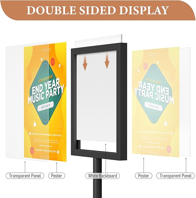 Relx Standing Sign Holder 11 x 17, Adjustable Pedestal Sign Stand, Double-sided Floor Signage Stands for Outdoor Indoor Poster Display