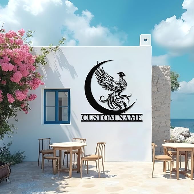 Dyoart Custom Phoenix Metal Sign | Personalized Last Name Signs | Phoenix Wall Art | Metal Outdoor Wall Decor | Personalized Housewarming Gifts | Phoenix Wall Decor for Living Room Bedroom