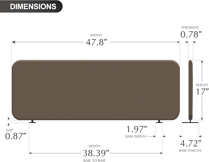 DECOLAB Desk Divider, Portable Privacy Tabletop Partition Panel for Office, Student, Counter Top, Testing, Freestanding, Anti Scratch, 48"x18", Taupe