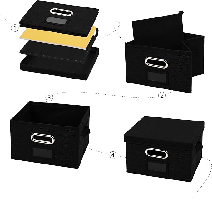 Remowith Greeting Card Organizer and Storage Box with 20 Pcs Adjustable Dividers, Storing Cards with 84 Pcs Labels Perfect for Storing Greeting Cards, Envelopes, Photos 1 Pack Black