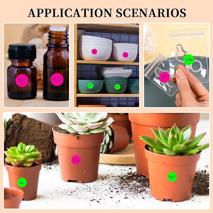 PARLAIM 2 Rolls 2000PCS 3/4" Round Circle Color-Code Dot Stickers,2 Color Style Colorful Coding Label Sticker for Home Office Classroom (Fluorescent Green+Fluorescent Pink)