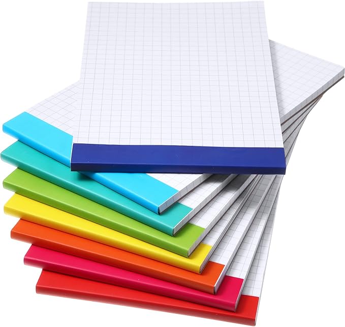 Jetec Small Graph Paper Notepad 5 x 8 Inch Mini Notebook Double Sided Memo Pads Back to School Supply Pocket Notepad Assorted Colors 50 Sheets Graph Paper Notebook(Grid(4x4),8 Pcs)