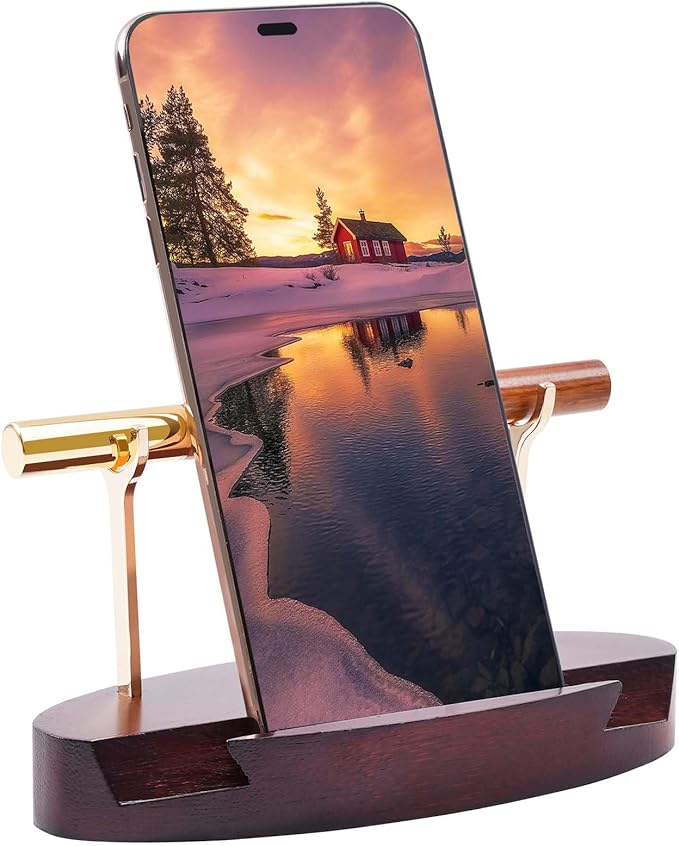 Htoxsdc Pen Holder Desk Organizers and Accessories Desk Decor ，Exquisite Wooden Pen Holder ，with a Cool Pen and Two Refills for Office and Home (Style C)