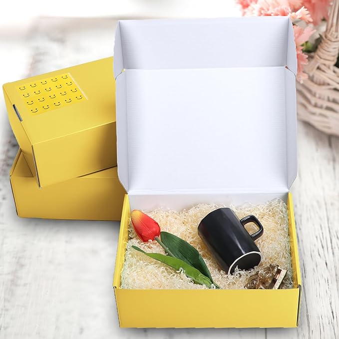 PHAREGE 12x9x4 inch Gift Shipping Boxes Bulk 20 Pack Yellow, Tab Lock Tuck Top Mailing Boxes for Packaging Small Business, Medium Cardboard Mailer Boxes for Wrapping Present