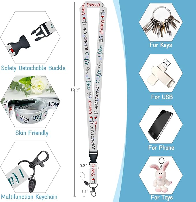 ID Badge Holder with Breakaway Lanyard, Cute Badge Reel Badge Clip Retractable, Lanyards for ID Badges Name ID Card Holder, Nurse Funny Gift, Phlebotomy Tech Humor, I Like Big Veins and I Cannot Lie