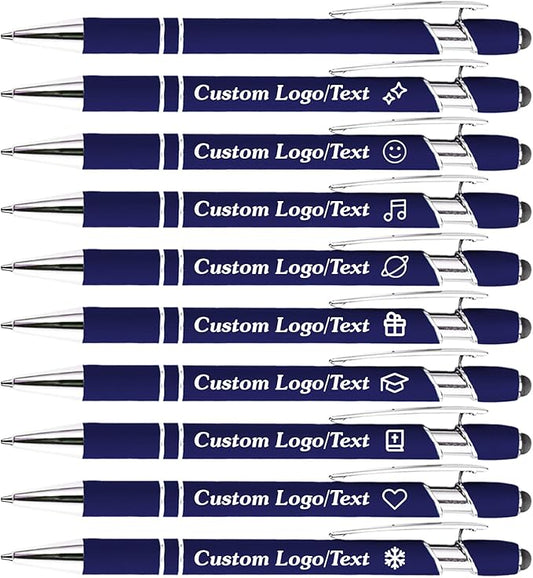CRME Ballpoint Pen 2-in-1 Stylus Bulk Custom Pens Personalized Engraved Metal Pens with Name Text Logo for Back to School,Home,Teacher,Customizable Engraving Pen Gift Coworkers Office Supplies