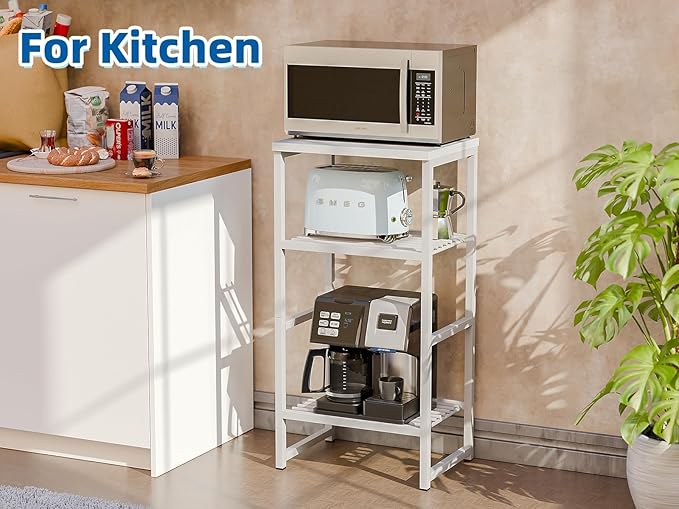 GEORIS 3 Tier Metal Printer Stand Shelf, White Side Table for Printer, Fax Marchine