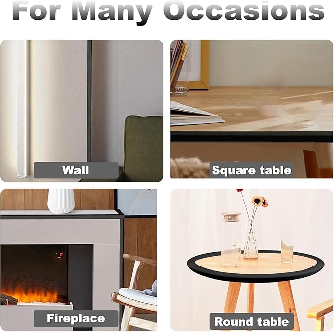 2 Pack Baby Proofing Edge and Corner Guards, (16.4ft Edge + 4 Corners) Safety Furniture Bumper, Baby Corner Protector for Fireplace, Table, Stair, Cabinet, 3M Adhesive, Black