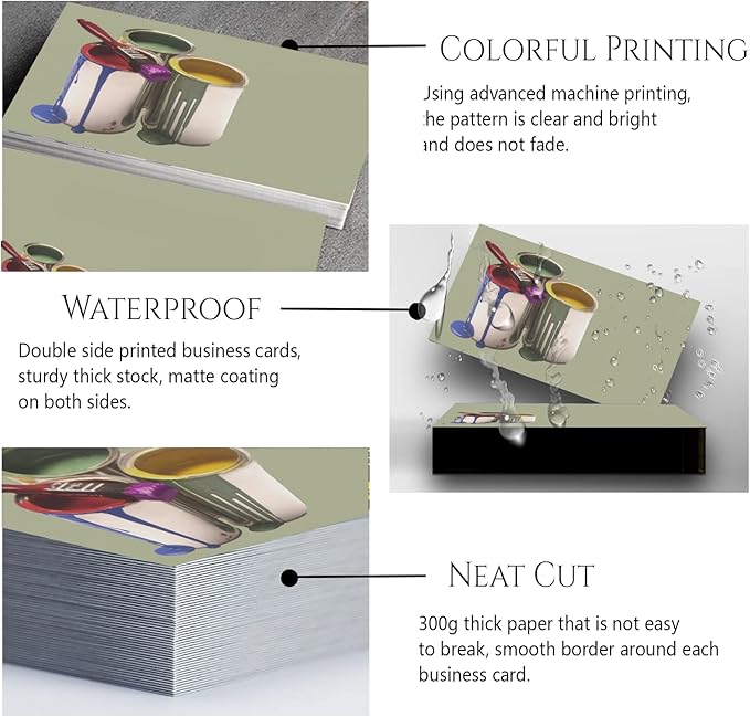 Custom Business Cards Personalized Business Cards for Small Business 300gsm Matte Paper Front & Back Sides Printed 3.5" x 2" - Painting Service Template
