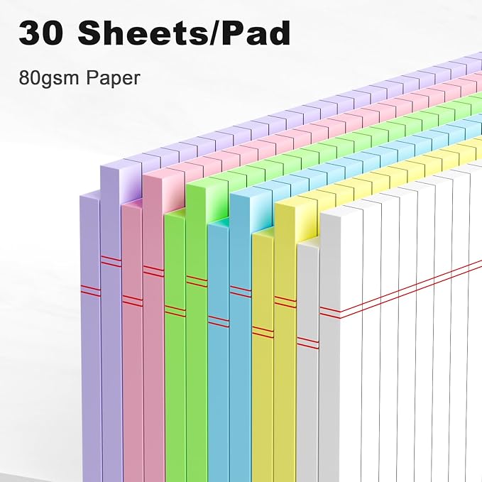 AILZFEI 12pcs Small Legal Pads 5x8 Colored Note Pads Paper College Ruled Notepad Clear Print Writing Pads 5 x 8 Legal Pads Perforated Narrow Ruled Pads of Paper (Multicolor)