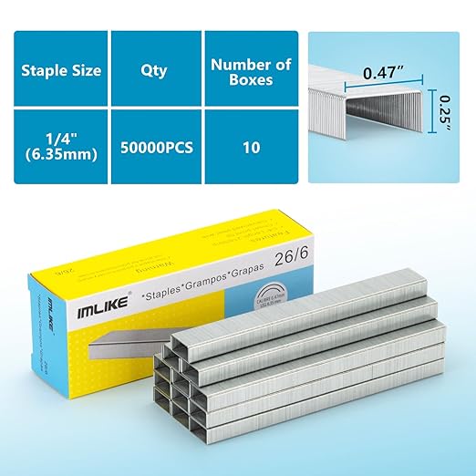 Standard Staples 26/6-10 Boxes of 1/4" Staples (5000 Each), High-Strength, Jam-Free Chisel Point for Office & Home Use