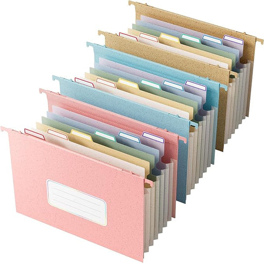 EcoStash Wheat Straw Expanding Hanging File Folders, 3 Color File Organizer, 1.2" Accordion Pockets, Large Capacity, Letter Size for Filing Cabinet, 100% BPA Free, Return to Nature, Healthy Living