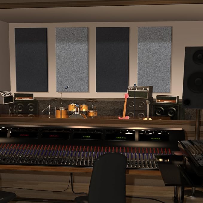 2” Thick Acoustic Panels with Hanging Hardware, 2 PCS 47.2” x 23.6” Fiberglass Sound Absorbing Panels for Home Theater Church Office Wall, Black