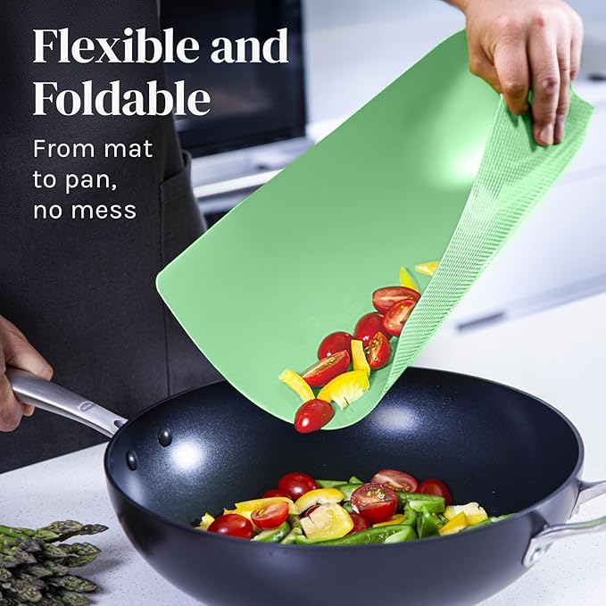 Cooler Kitchen Extra Thick Pastel Flexible Plastic Cutting Board Mats with Food Icons & EZ-Grip Waffle Back, (Set of 4) Dishwasher Safe