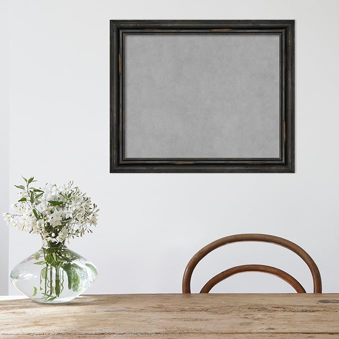 Amanti Art Black Framed Magnetic Board 19x23 Small Vision Board for use with Magnets, 100% Metal Sheet to Display Items as Office Decor or for Home Organization in mudroom, Kitchen or Kids Room
