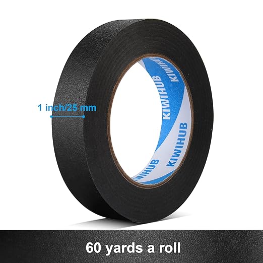 KIWIHUB Black Painters Tape,1 inch x 60 Yards - Medium Adhesive Masking Tape for Painting,Labeling,DIY Crafting,Decoration and School Projects