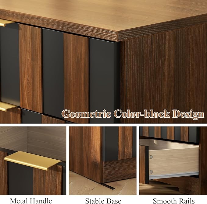 8 Drawer Dresser for Bedroom, Modern Double Dresser, 48" Wide Chest of Drawers with Anti-Tipping & Metal Handles, Mid Century Wooden Storage TV Stand, Closet Dresser for Living Room, Entryway, Walnut