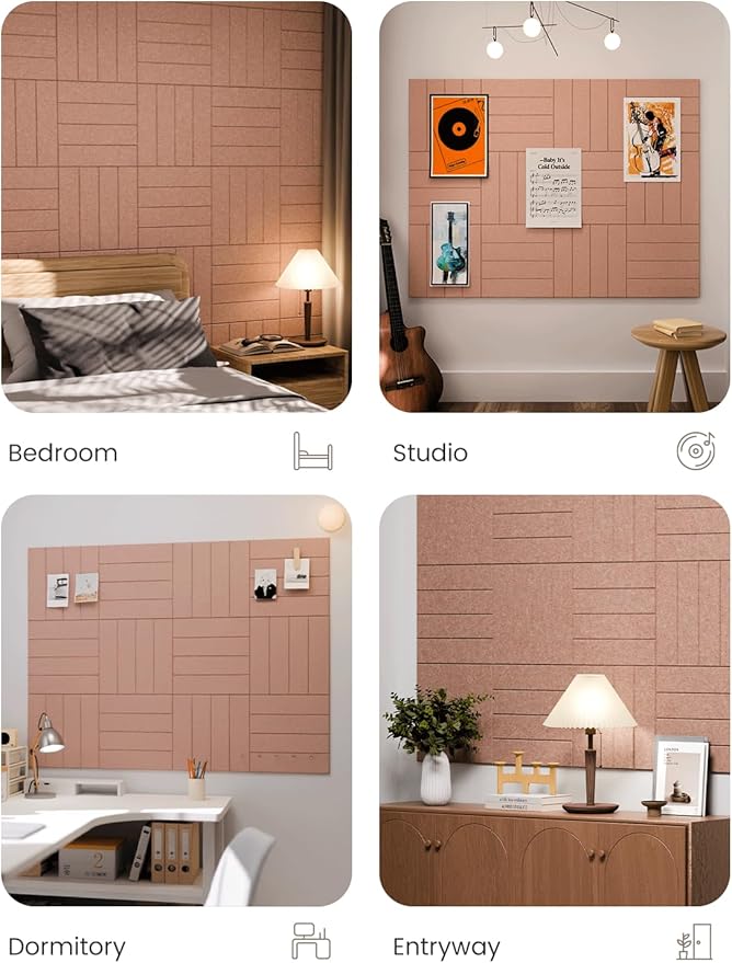 Large Felt Bulletin Board 48" x 36" Cork Board Alternative-12 Pack with 70 Safe Removable Adhesive Tabs, Felt Boards for Walls Cork Boards for Home Office Classroom Pin Board-Terracotta