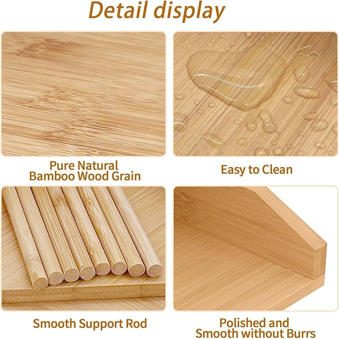 HYNAWIN Bamboo Corner Desk Organizer Shelf, 3-Tier Triangle Storage Rack for Office & Home, Space-Saving Desktop Shelf for Books, Stationery, Makeup, Small Items