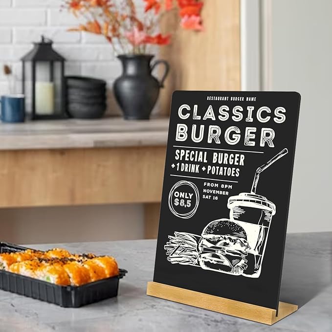 8.6x11.7 in Small Chalkboard Signs with Stand for Tabletop Decor Double Sided Mini Chalkboard for Restaurant Food Menu, Kids Message Board, Wedding Party (1 Pack)