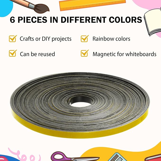 AmazingSpark Magnetic Tape Roll Thin Strips, 0.39 Inch x 33 Feet Magnetic Board Dividers Whiteboard Graphic Decorative Tape Marking Line for Classroom Office Art Accessories(Yellow)