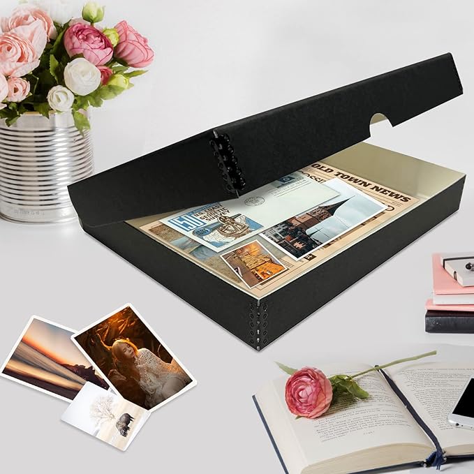 Lineco Archival Folio Storage Box. Metal Edge Archival Boxboard, Clamshell Lid. 9.5 x 12.5 x 1.75 inches.