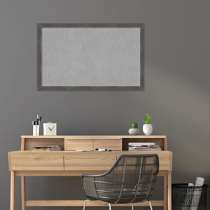 Amanti Art Grey Framed Magnetic Board 27x43 Large Vision Board for use with Magnets, 100% Metal Sheet to Display Items as Office Decor or for Home Organization in mudroom, Kitchen or Kids Room