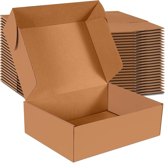 JOWLOT 12x9x4 inch Shipping Boxes Set of 20, Brown Corrugated Cardboard Box Literature Mailer for Mailing Packing Moving and Storage