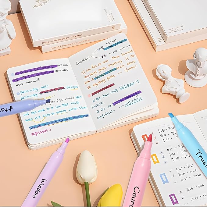 EooUooIP Aesthetic Highlighters, 6 Pack Tank Style Highlighters, Pastel Color, Chisel Tip, No Bleed Bible Highlighter, Assorted Colors, School Supplies