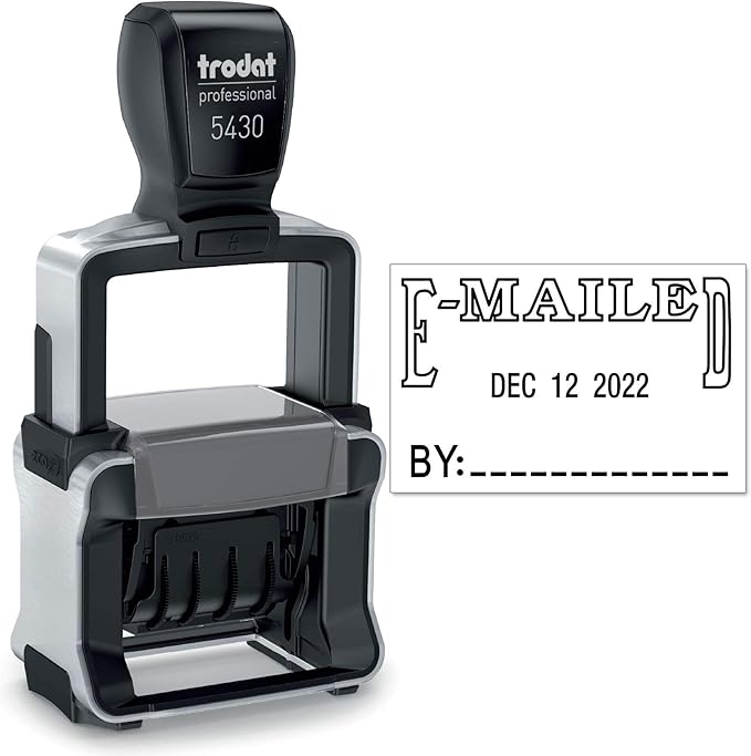 Trodat 5430 Professional Self-Inking Date Stamp with E-MAILED - Black Ink