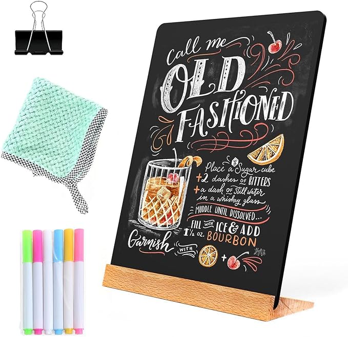 NEWNEWSHOW 8.7x12 Inch Tabletop Chalkboard with Wood Holder 1 Pack