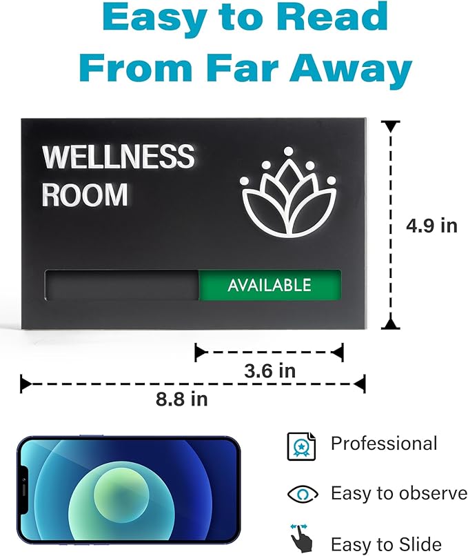 Conference Room Door Signs for Office, Meeting In Progress Door Sign, In Use Available Slider Indicator Tells Whether Room Vacant Or Occupied