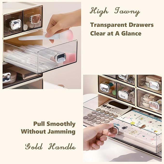 OSteed Spacious Desktop Storage Box, 1 Large Storage Drawer, Stackable Office Desk Drawer Organizer and Accessories, Printer Paper Organizer, Cream Plastic Drawers for Workspace & Home