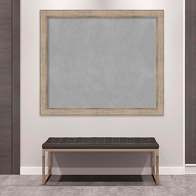 Amanti Art Silver Framed Magnetic Board 46x54 Oversize Vision Board for use with Magnets, 100% Metal Sheet to Display Items as Office Decor or for Home Organization in mudroom, Kitchen or Kids Room