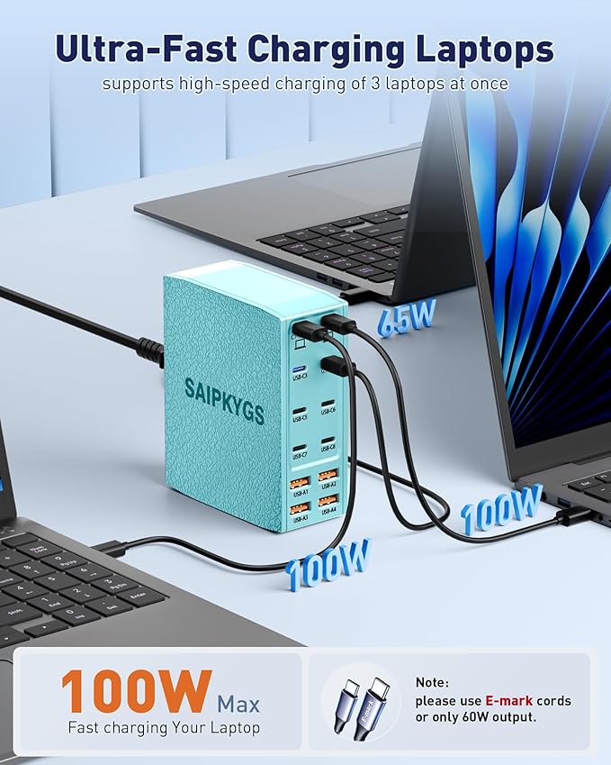 SAIPKYGS Charging Station (600W),12-Port USB C Charger Block with Dual 100W PD USB-C Fast Charging Station Hub for MacBook Pro/Air/All iPad Phone 17/16 15/14/13/Pro Max/Samsung Galaxy Note(Green)