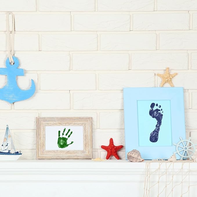 Outus 6 Pieces Reusable Ink Pad for Baby Footprint Handprint Paw Print, Non-toxic Ink Pad, Feet and Hands Stamp for Boys and Girls Christmas New Year, 6 Colors(Bright Color)