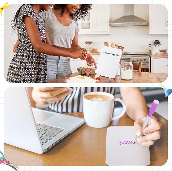 Affrolling 6 Sets Small Whiteboard Dry Erase Boards 5" x7'' Mini Double Sided Dry Erase Lap Boards with Markers Erasers Pen Holders Personal Whiteboards for Students Classroom Teacher