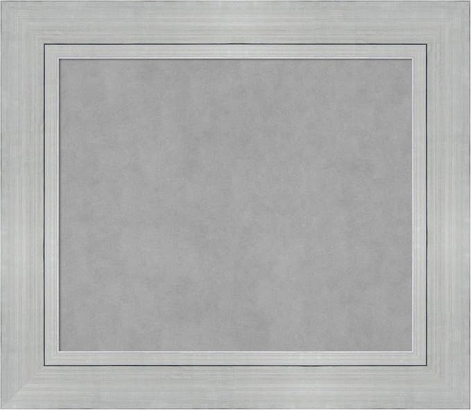 Amanti Art Silver Framed Magnetic Board 27x31 Medium Vision Board for use with Magnets, 100% Metal Sheet to Display Items as Office Decor or for Home Organization in mudroom, Kitchen or Kids Room