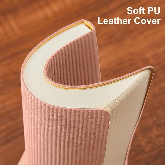 TSFPapier Lined Journal Notebook for Work College Ruled Note Book 7.2"x9.6"B5 PU Leather Daily Journaling 160 Pages for Women Men Writing Home School Supplies Business (Pink)