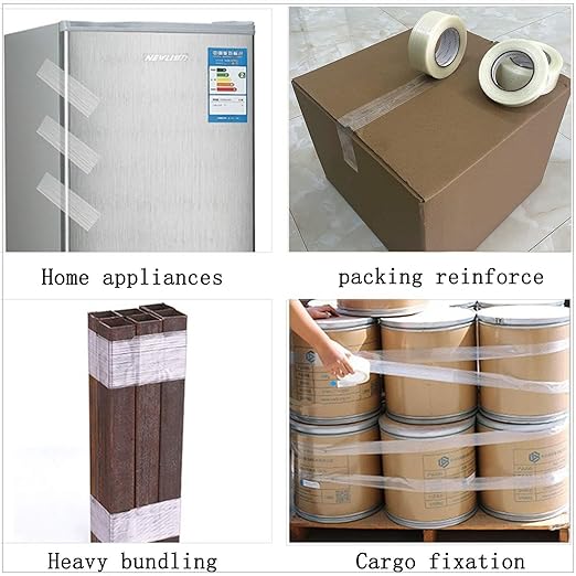 CHUANGSEED 2-Pack Mono Filament Strapping Tape 6.2mil x 2Inch x 30yds Commodity Grade Heavy Duty Transparent Reinforced Fiberglass Tape