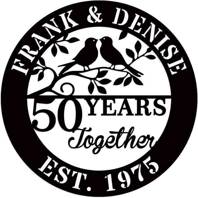 efcustomgifts Personalized 50th Anniversary Metal Signs for Couple, Wedding, Family Name Gifts, 8x10 or 11x14 inches, Black, Classic Style, Love Theme