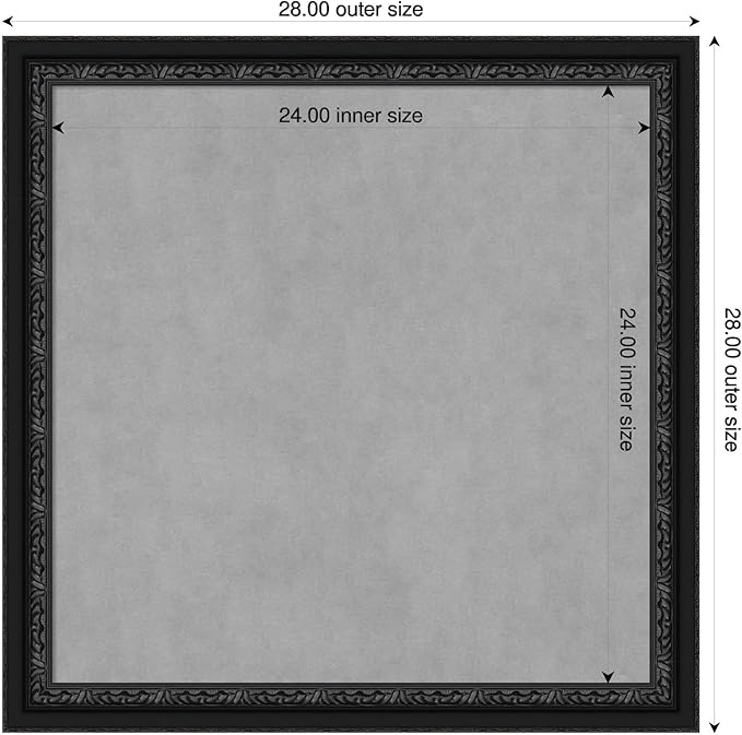 Amanti Art Black Framed Magnetic Board 28x28 Medium Vision Board for use with Magnets, 100% Metal Sheet to Display Items as Office Decor or for Home Organization in mudroom, Kitchen or Kids Room
