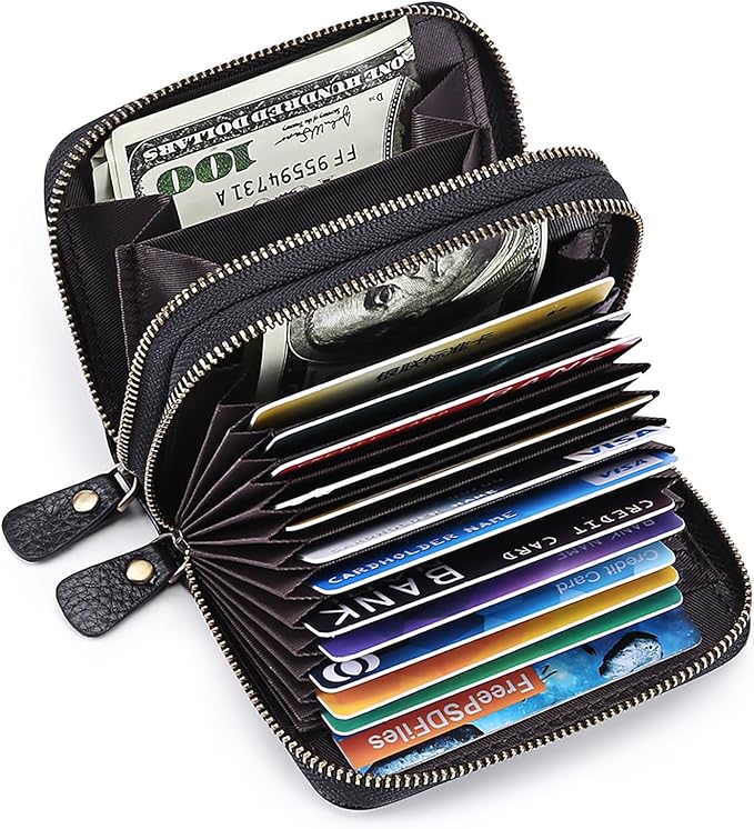 GOIACII Small Genuine Leather Wallet for Women, RFID Blocking Credit Card Holder Wallet