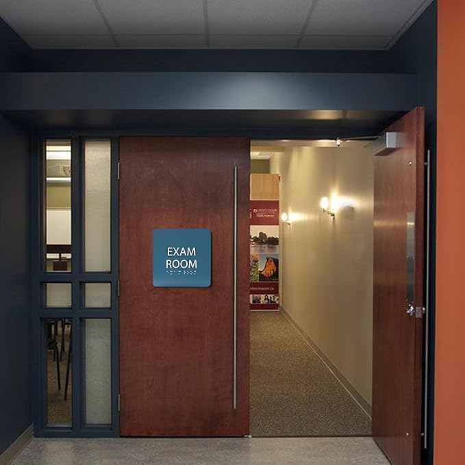 ADA CENTRAL SIGNS - 6" X6" Exam Room Sign - ADA Compliant Tactile Graphics Grade 2 Braille Text Acrylic Wall Signs - Educational Institution Directional Assistance Test Center Door Sign for Schools