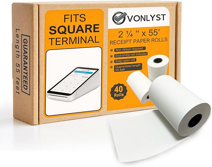 Vonlyst Receipt Paper Roll for Square Terminal Credit Card Machine (40 rolls)