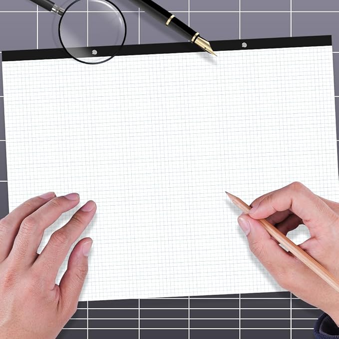 (2-Pack) Large Engineering Graph Paper - 22" x 17" Grid Paper, 100 Sheets/200 Pages, 4"x4" Grid Pad Giant Drafting Pad Sketching Graph Paper for Engineer Architect Designer Mathematician Draftsman