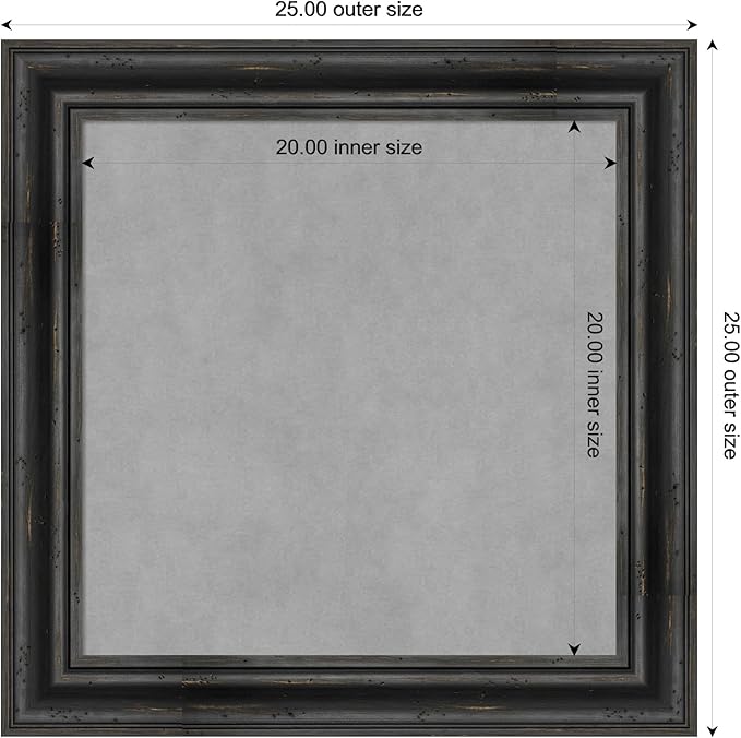 Amanti Art Black Framed Magnetic Board 25x25 Medium Vision Board for use with Magnets, 100% Metal Sheet to Display Items as Office Decor or for Home Organization in mudroom, Kitchen or Kids Room