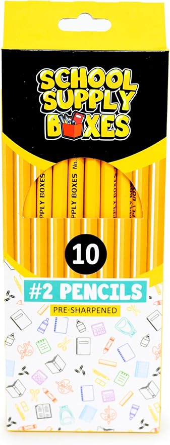 School Supply Boxes | 10 ct. Wooden Pencil Pack | 12 Packs | Pre-Sharpened No. 2 Wooden Pencils | 120 Total Pencils